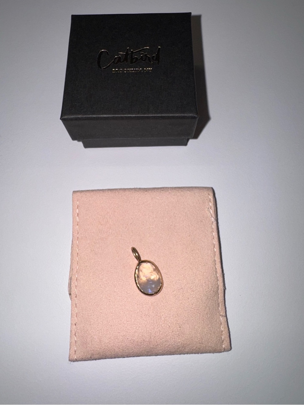 14K Gold Moonstone Pendant